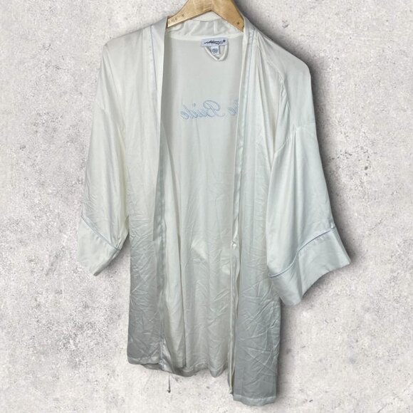 NEW Nordstrom The Bride Satin Wrap Size XL In Bloom Jonquil White Robe Wedding - Picture 5 of 13